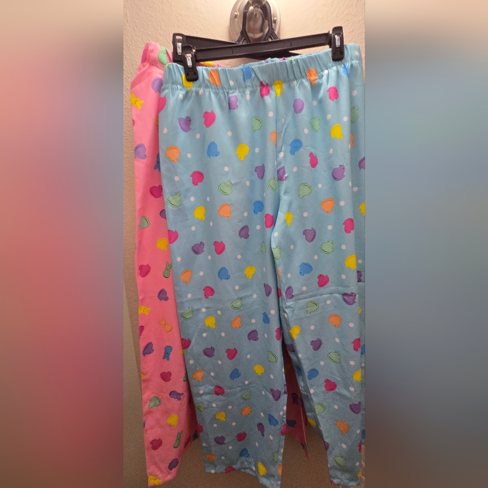 Adult Pink And Adult Blue L/XL PEEPS Pajama Pants. 2 Pairs!